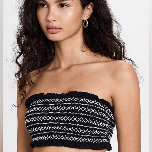 Tory Burch Embroidered Boho Feminine Crop Top Festival Stretch Ruched Party - Picture 1 of 8